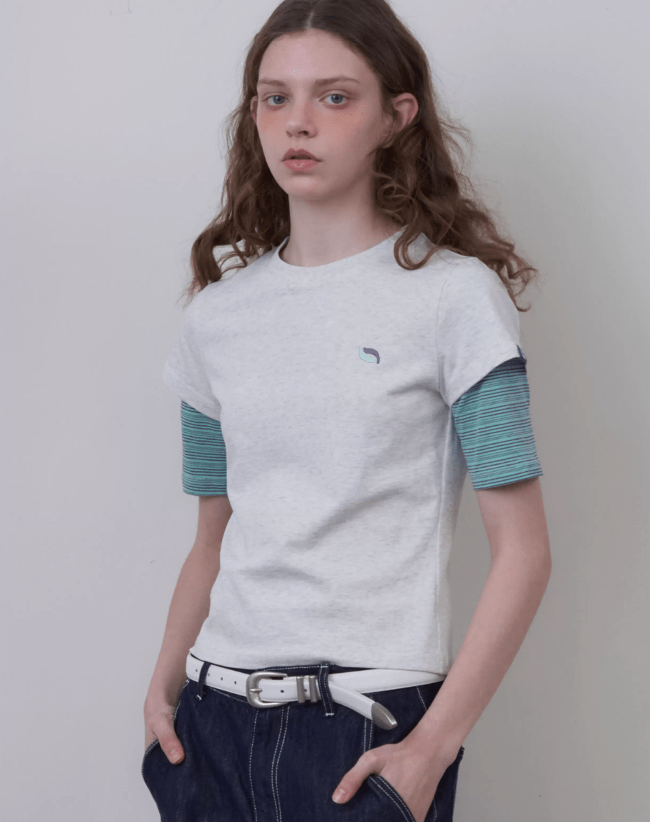 Layered - Look Contrast Sleeve Slim Fit Tee - COPPING THREADS - CHICISLAND