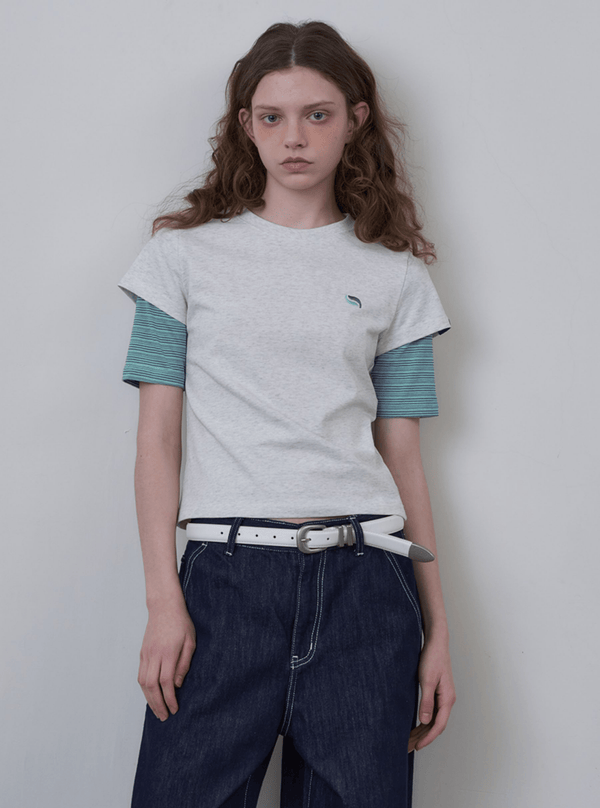 Layered - Look Contrast Sleeve Slim Fit Tee - COPPING THREADS - CHICISLAND