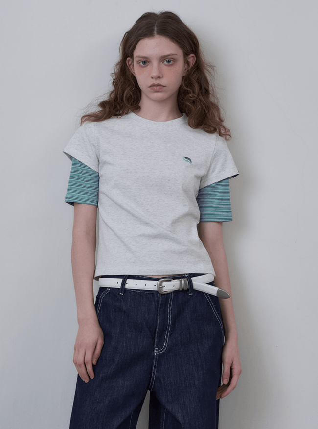 Layered - Look Contrast Sleeve Slim Fit Tee - COPPING THREADS - CHICISLAND Hover Image