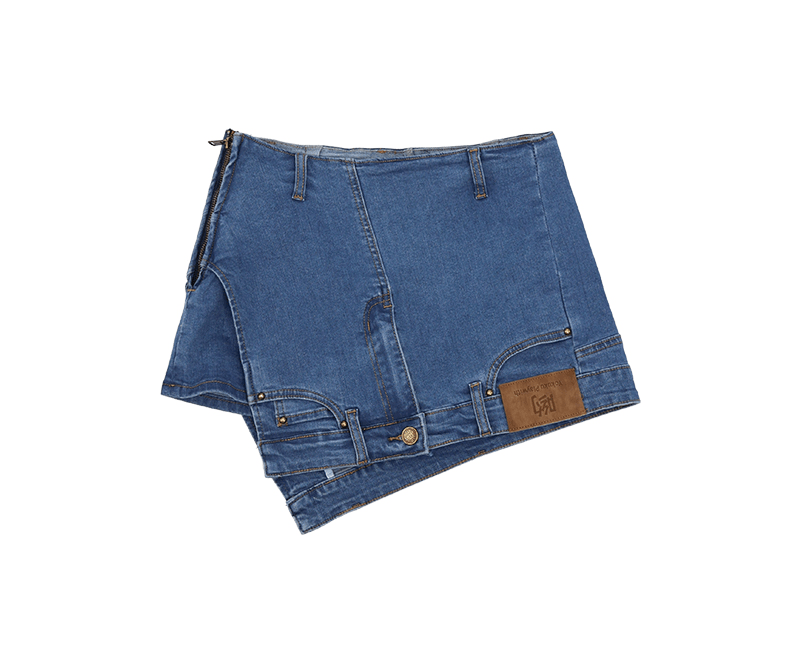 Layered Look Denim Mini Skirt - COPPING THREADS - Yokuku