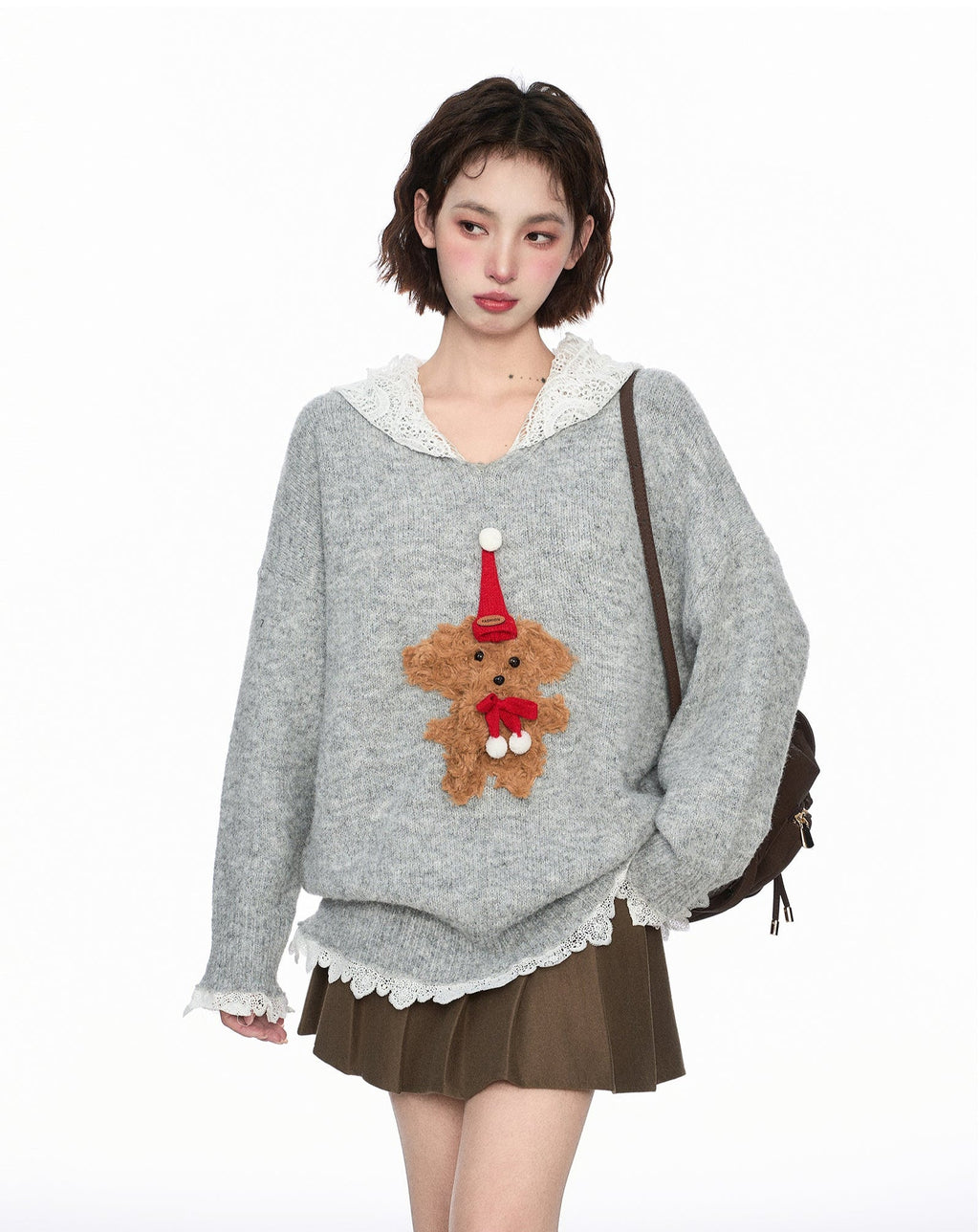 Layered - Look Lace Hoodie Pullover Knit Sweater - COPPING THREADS - CT Select