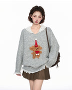 Layered - Look Lace Hoodie Pullover Knit Sweater - COPPING THREADS - CT Select