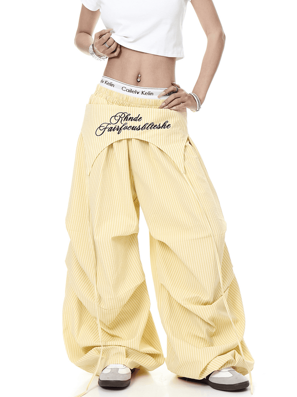 Layered Parachute Pleated Wide - Leg Pants - COPPING THREADS - CT Select