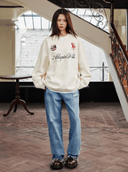 Layered Patchwork Crest Embroidered V - Neck Long Sleeve Tee - COPPING THREADS - Harsh and Cruel