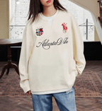 Layered Patchwork Crest Embroidered V - Neck Long Sleeve Tee - COPPING THREADS - Harsh and Cruel