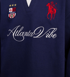 Layered Patchwork Crest Embroidered V - Neck Long Sleeve Tee - COPPING THREADS - Harsh and Cruel