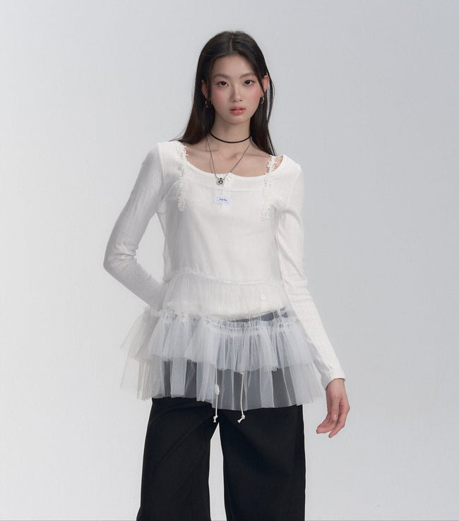 Layered Sheer Tulle Slip Dress Main Image