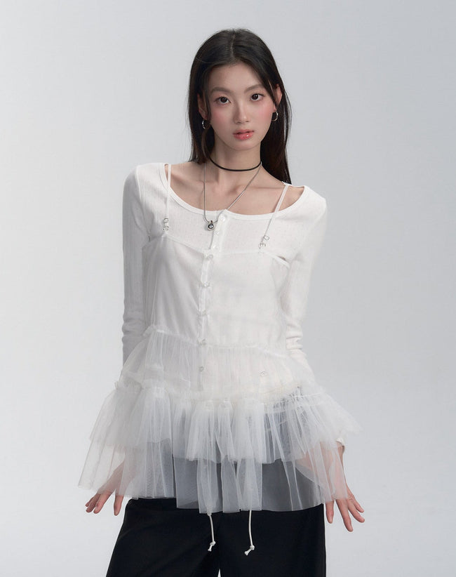 Layered Sheer Tulle Slip Dress - COPPING THREADS - FRAGILE HEART Hover Image