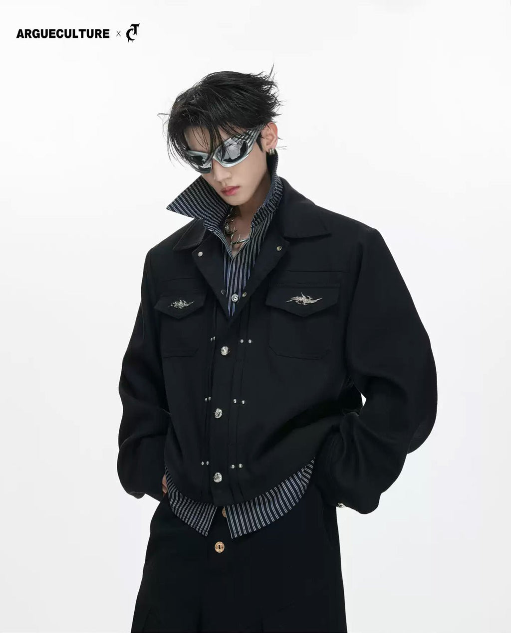 Layered Stripe Cropped Jacket - COPPING THREADS - Argue Culture