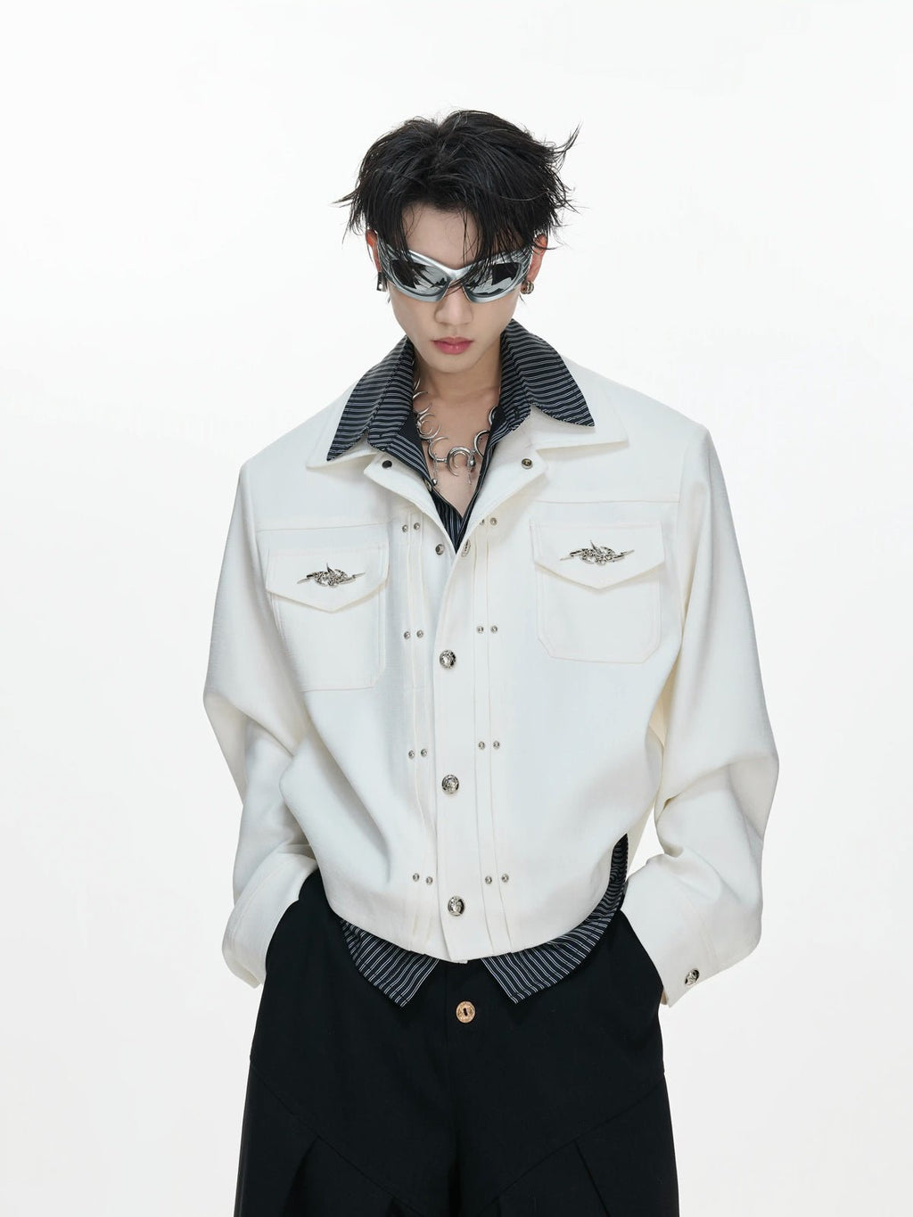 Layered Stripe Cropped Jacket - COPPING THREADS - Argue Culture