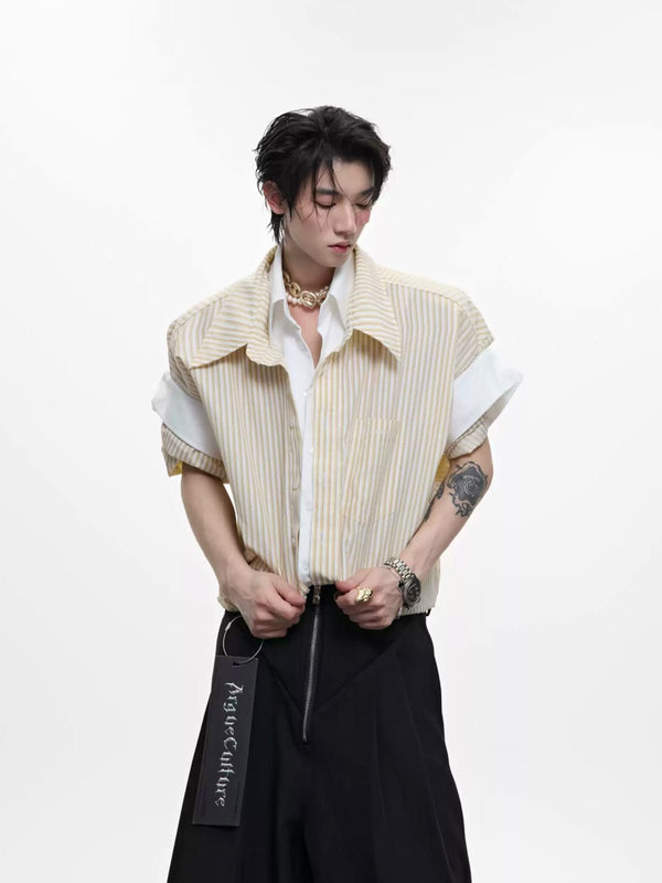 Layered Stripe Relaxed Short-Sleeve Shirt - COPPING THREADS - Argue Culture