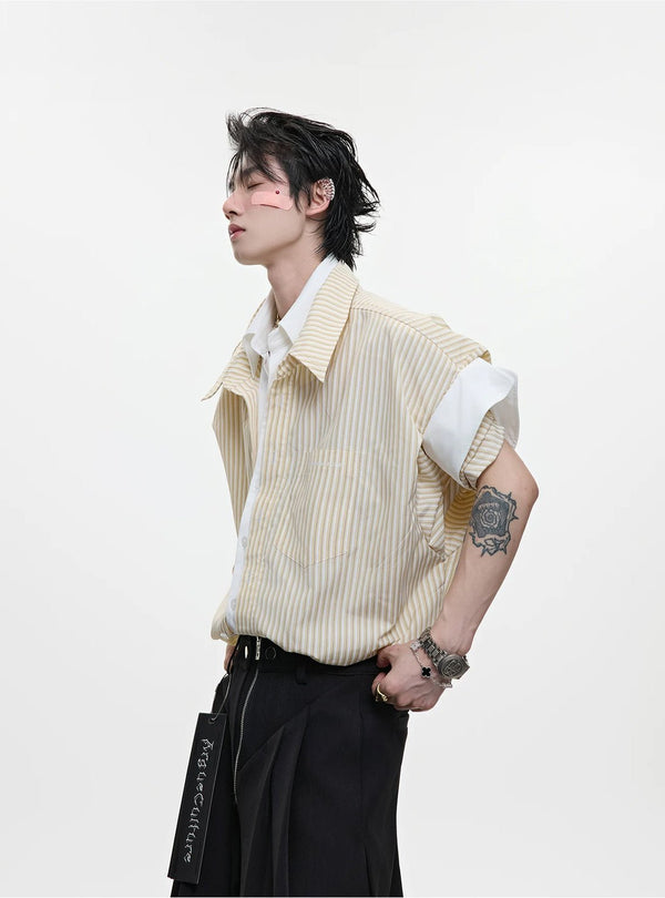 Layered Stripe Relaxed Short-Sleeve Shirt - COPPING THREADS - Argue Culture