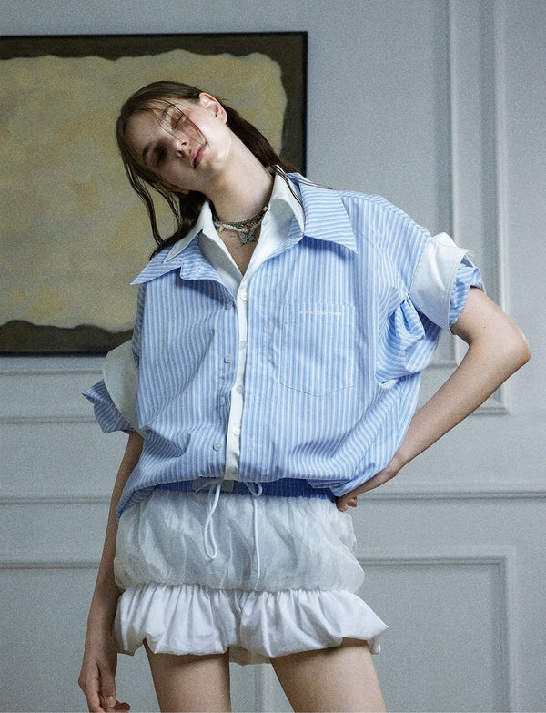 Layered Stripe Relaxed Short-Sleeve Shirt - COPPING THREADS - Argue Culture