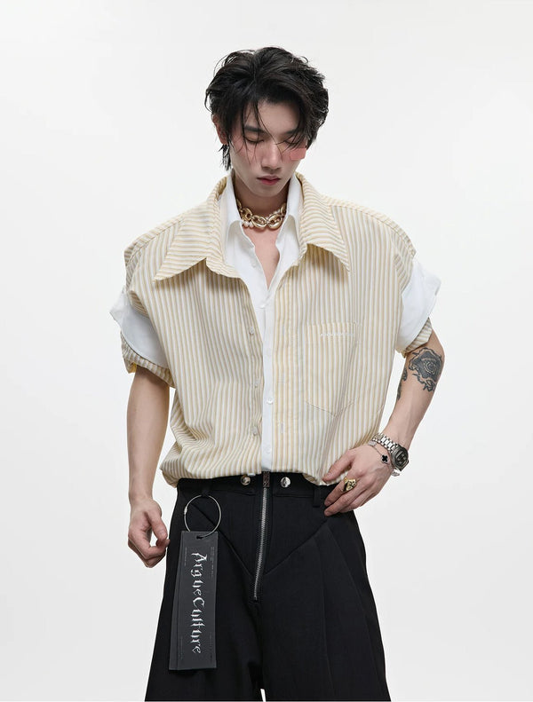 Layered Stripe Relaxed Short-Sleeve Shirt - COPPING THREADS - Argue Culture