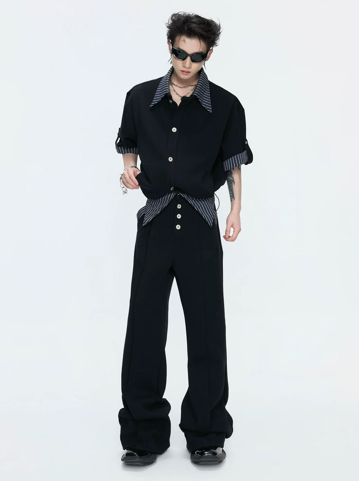 Layered Stripe Short-Sleeve Shirt Set - COPPING THREADS - Argue Culture
