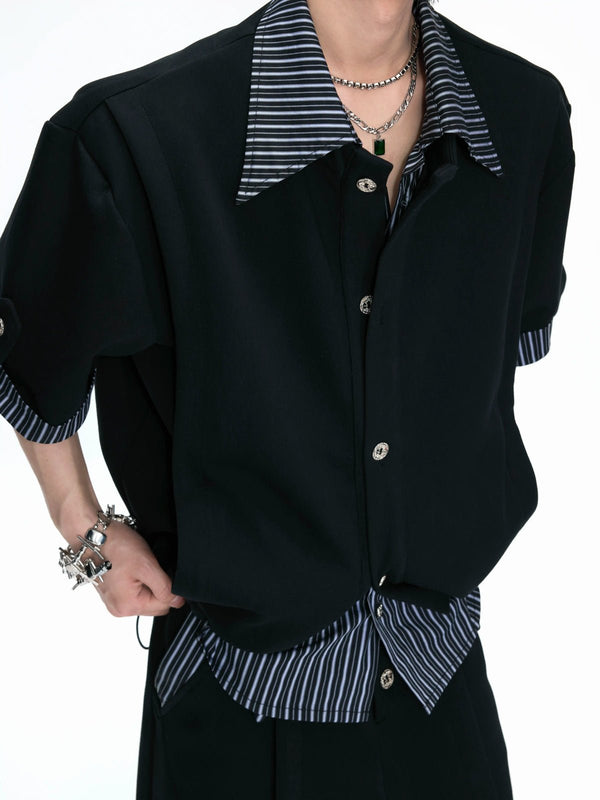 Layered Stripe Short-Sleeve Shirt Set - COPPING THREADS - Argue Culture