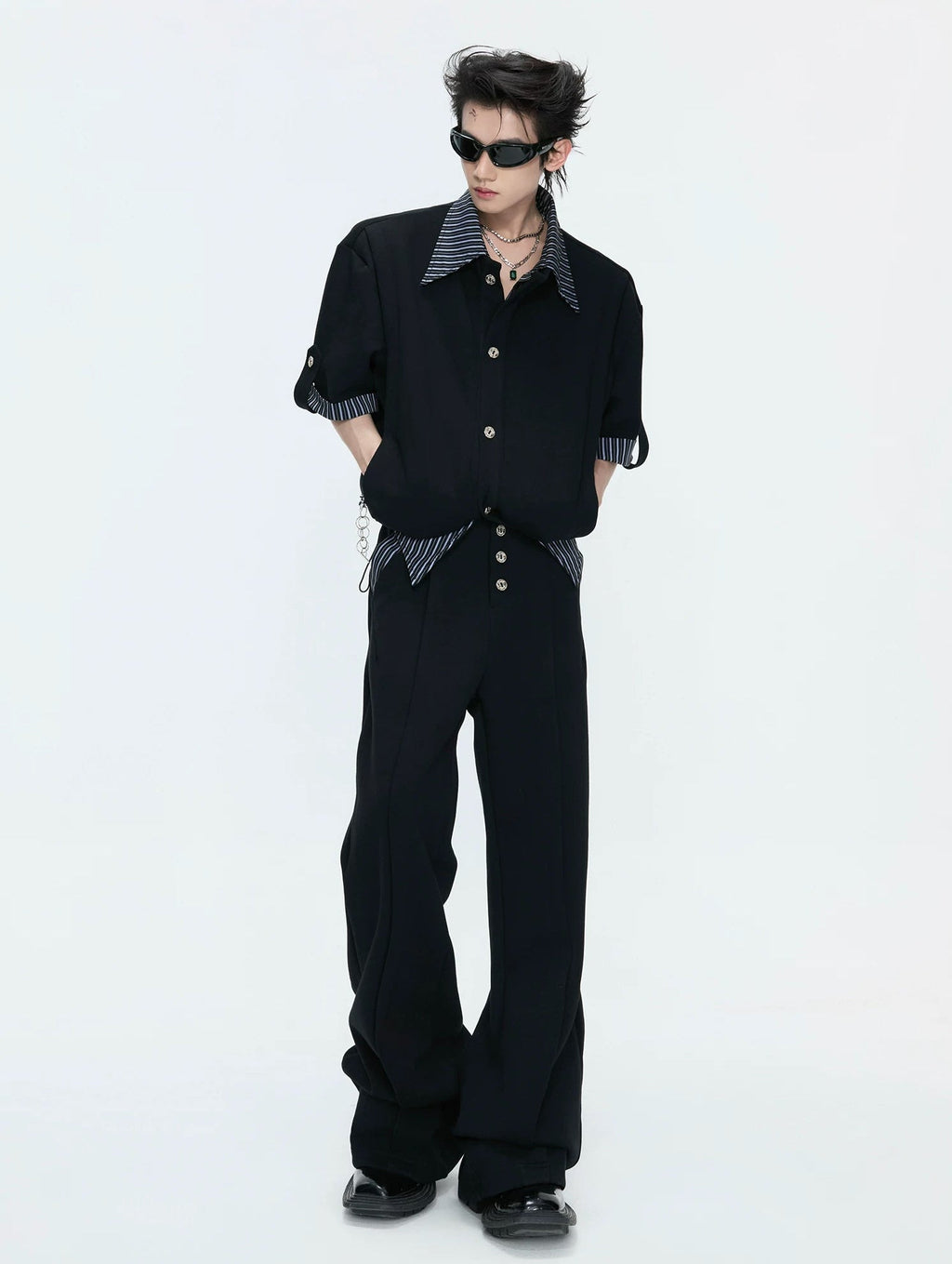 Layered Stripe Short-Sleeve Shirt Set - COPPING THREADS - Argue Culture