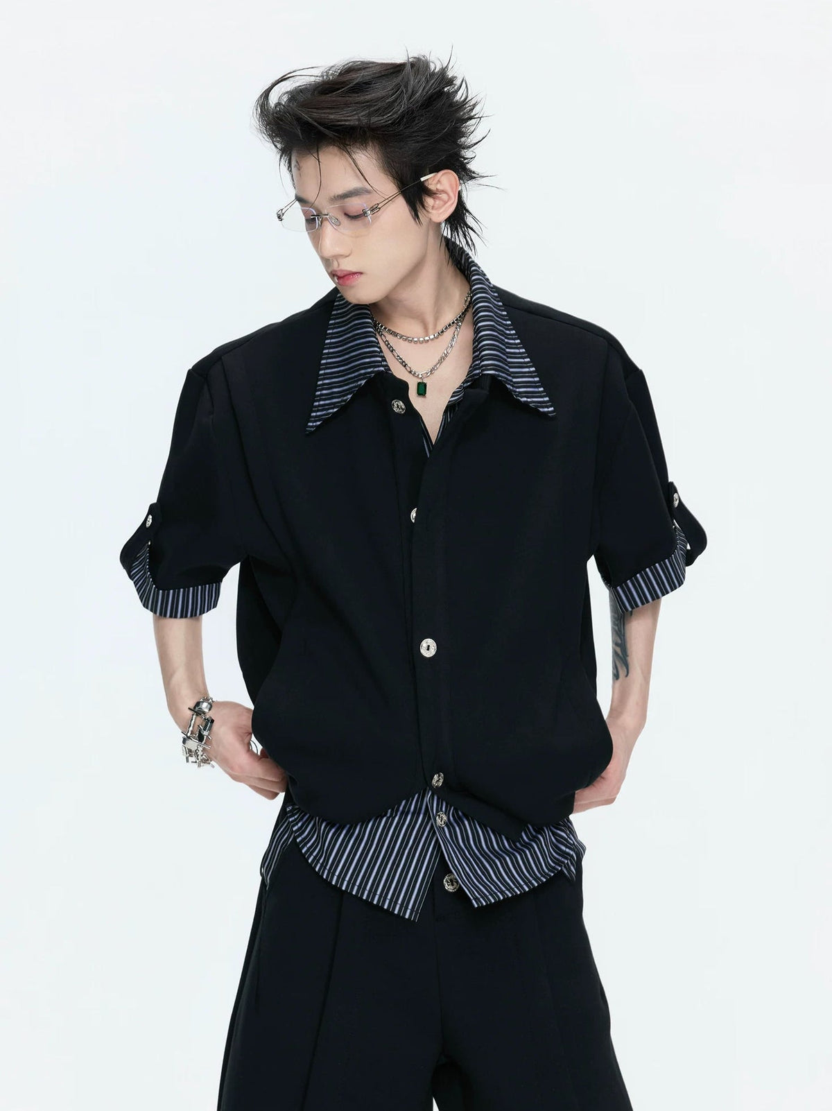 Layered Stripe Short-Sleeve Shirt Set - COPPING THREADS - Argue Culture