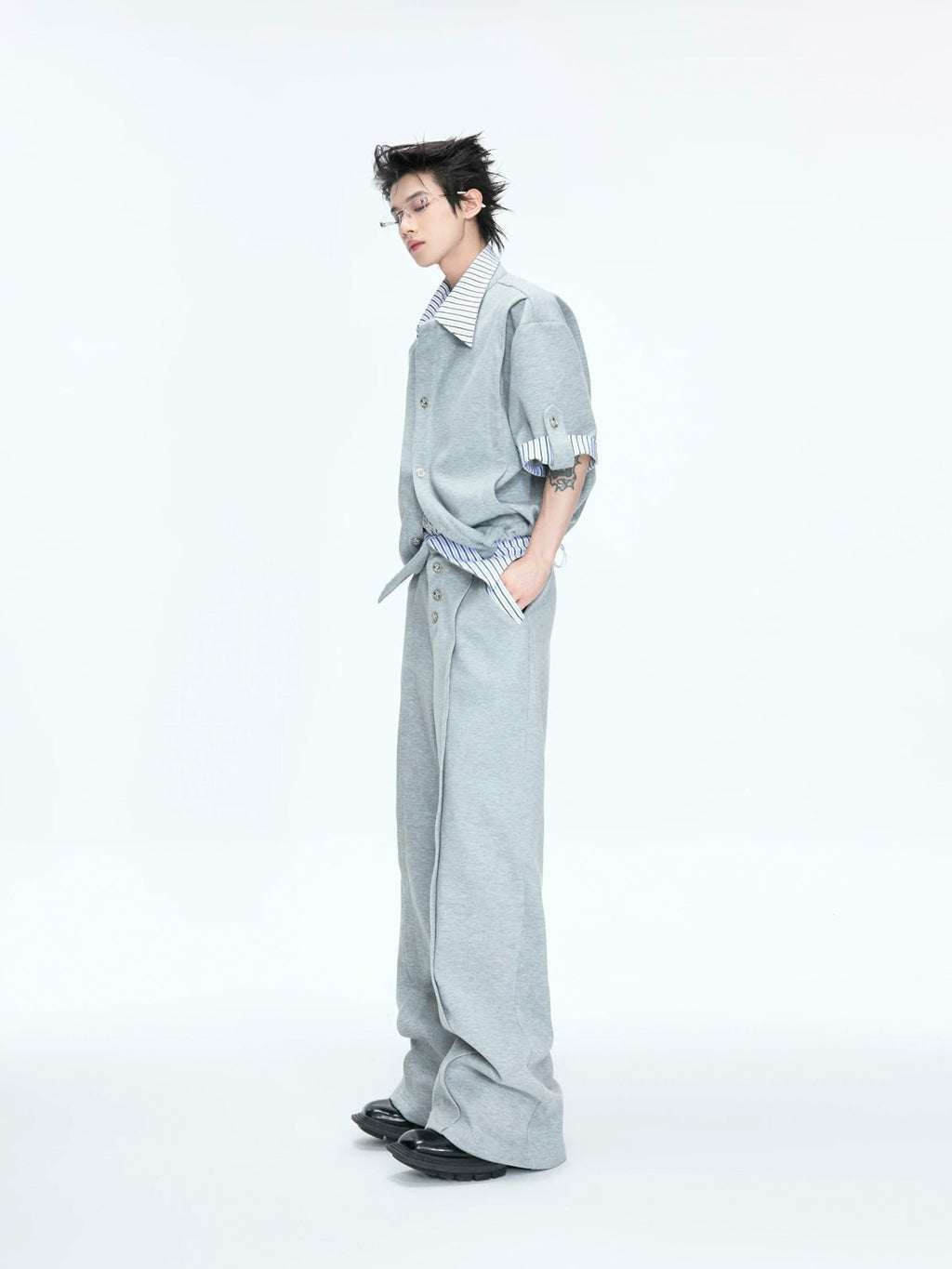 Layered Stripe Short-Sleeve Shirt Set - COPPING THREADS - Argue Culture