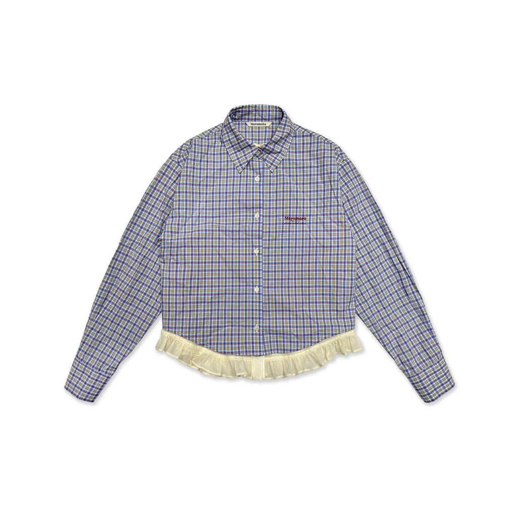 Layered Tencel Lace Hem Fitted Gingham Shirt - COPPING THREADS - MOROMORO