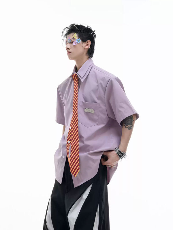 Layered Tie-Collar Short-Sleeve Shirt - COPPING THREADS - Argue Culture