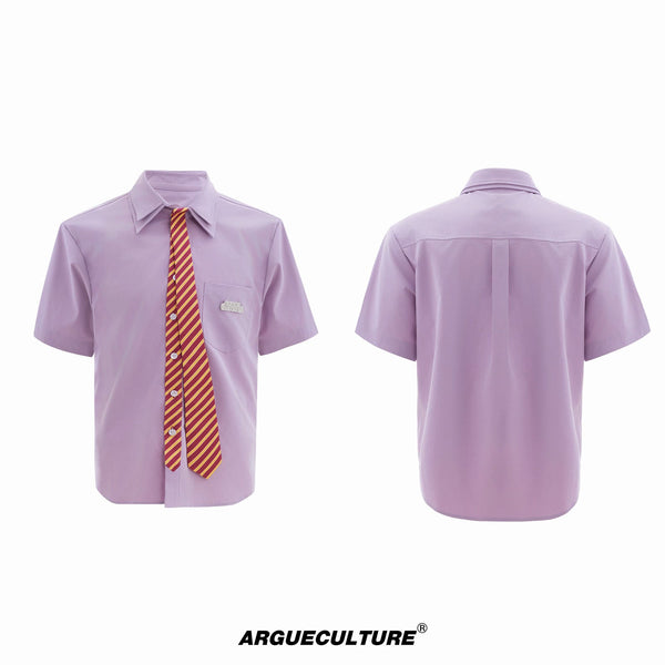 Layered Tie-Collar Short-Sleeve Shirt - COPPING THREADS - Argue Culture