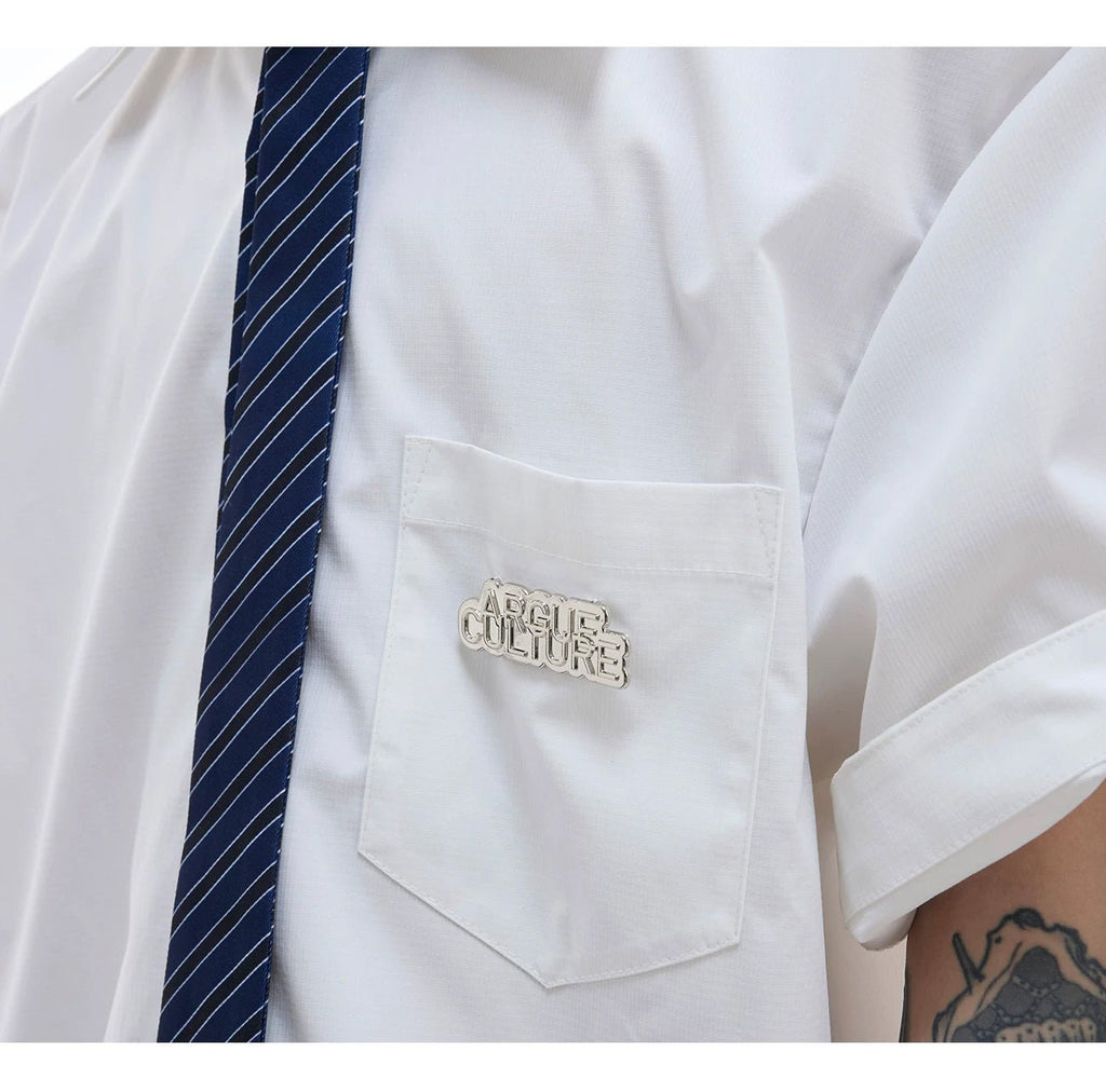 Layered Tie-Collar Short-Sleeve Shirt - COPPING THREADS - Argue Culture