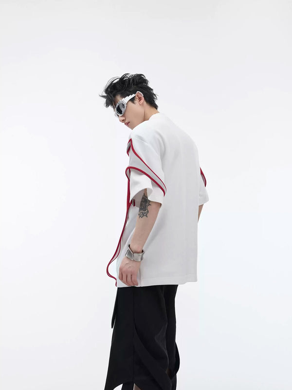Layered Tie-Detail Padded-Shoulder T-Shirt - COPPING THREADS - Argue Culture
