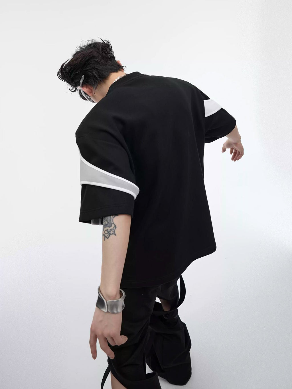 Layered Tie-Detail Padded-Shoulder T-Shirt - COPPING THREADS - Argue Culture