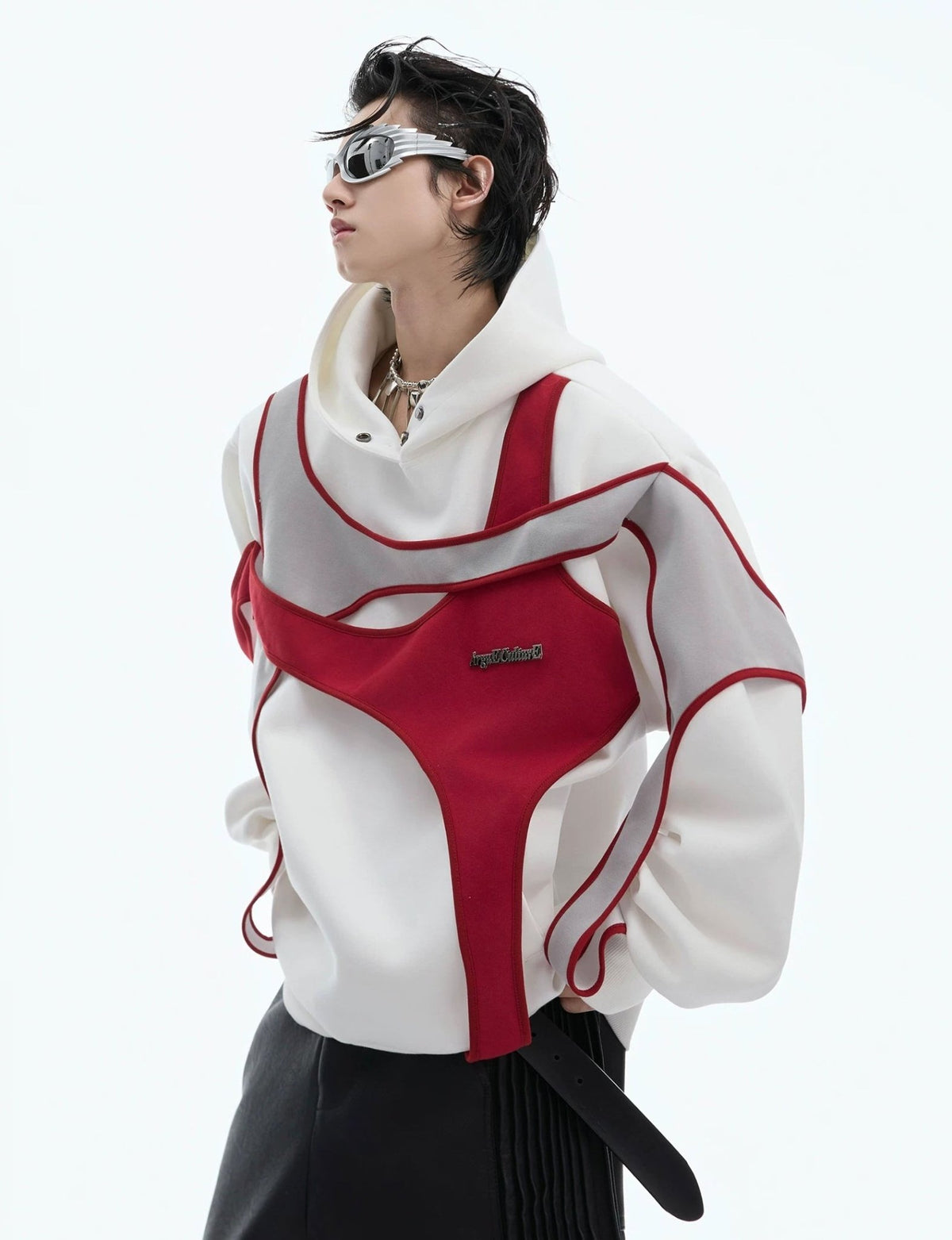Layered Tie-Detail Padded-Shoulder T-Shirt - COPPING THREADS - Argue Culture