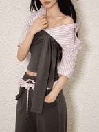 Layered Tie - Front Top & Ruffle Waist Joggers Set - COPPING THREADS - AGAM