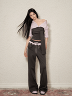 Layered Tie - Front Top & Ruffle Waist Joggers Set - COPPING THREADS - AGAM