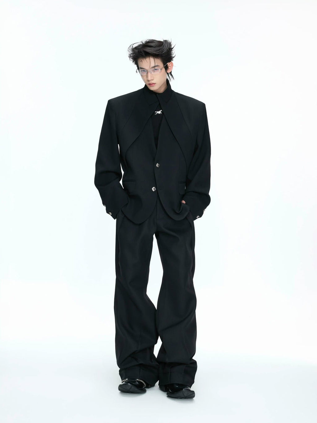 Layered V-Neck Waist-Shaped Blazer Set - COPPING THREADS - Argue Culture
