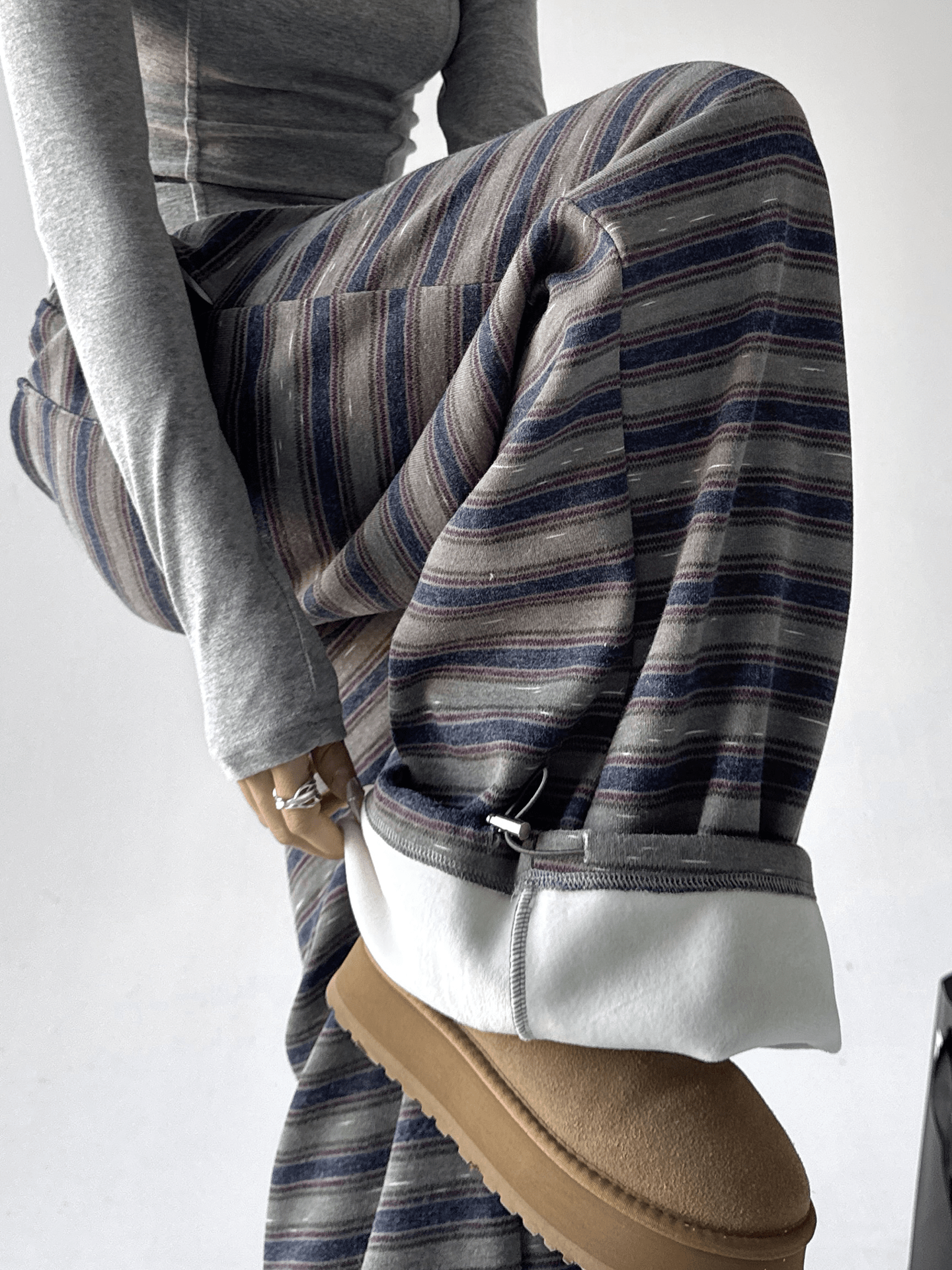 Lazy Striped Fleece Wide - Leg Pants - COPPING THREADS - CT Select