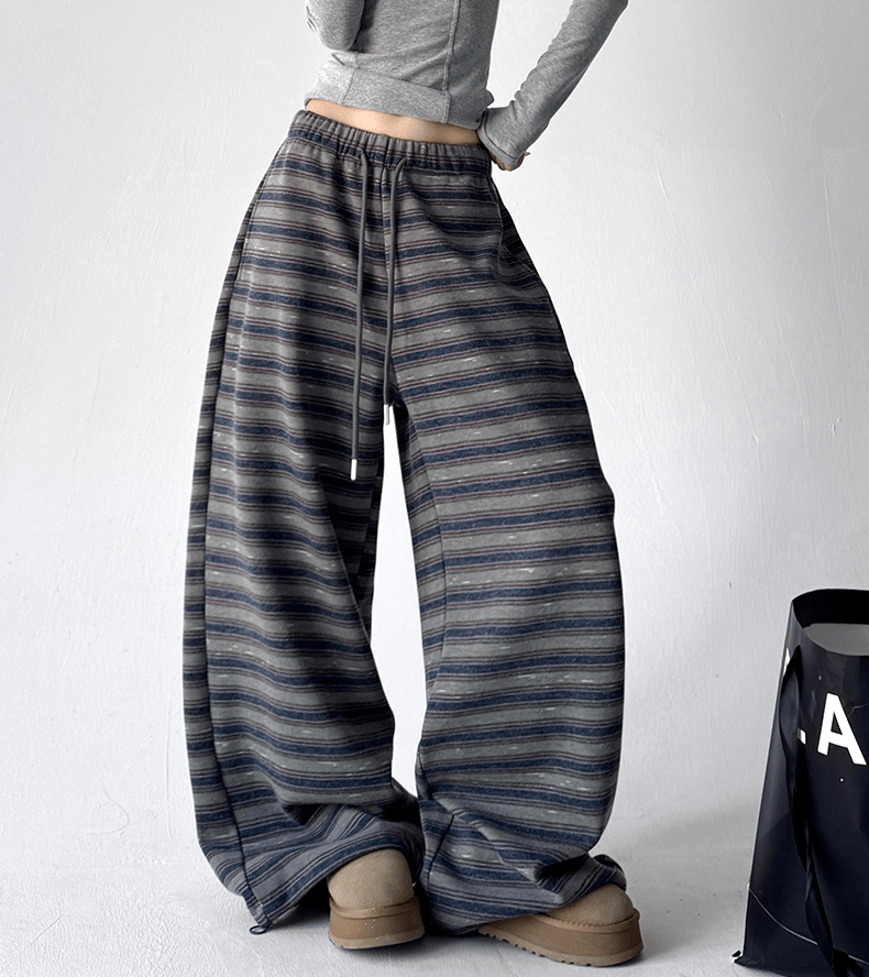 Lazy Striped Fleece Wide - Leg Pants - COPPING THREADS - CT Select