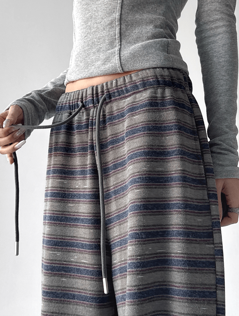 Lazy Striped Fleece Wide - Leg Pants - COPPING THREADS - CT Select