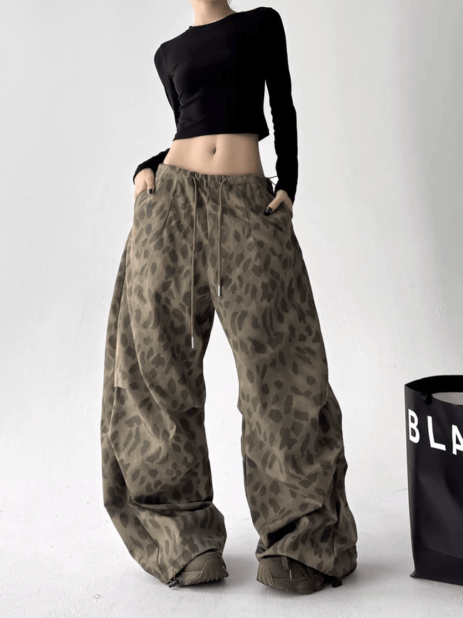 Leopard Cargo Wide - Leg Pants - COPPING THREADS - CT Select Hover Image