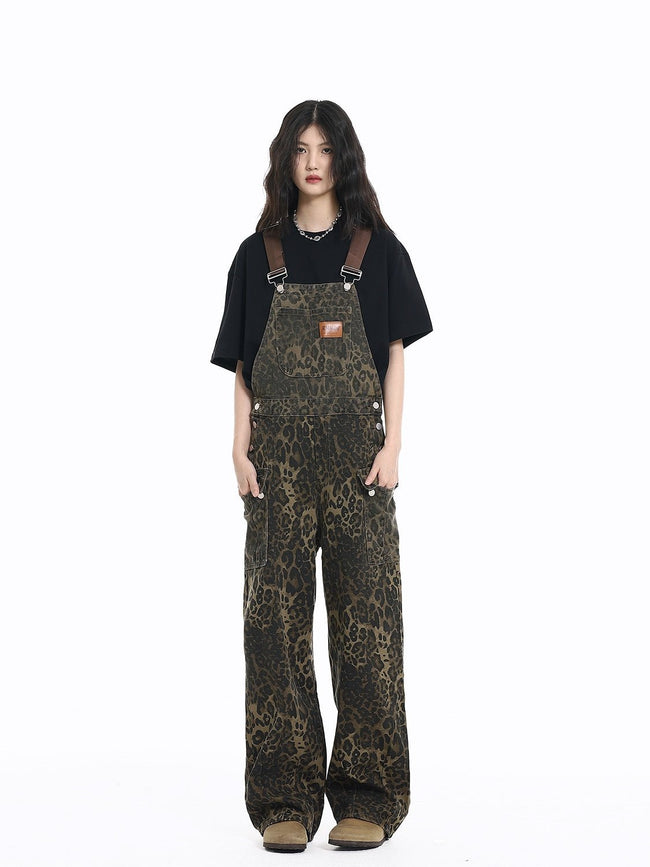 Leopard Print Denim Overalls - COPPING THREADS - CT Select Hover Image