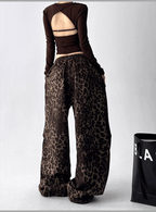 Leopard Print Drawstring Wide - Leg Pants - COPPING THREADS - CT Select