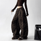 Leopard Print Drawstring Wide - Leg Pants - COPPING THREADS - CT Select
