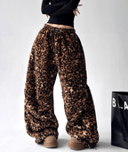 Leopard Print Plush Wide - Leg Pants - COPPING THREADS - CT Select