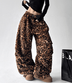 Leopard Print Plush Wide - Leg Pants - COPPING THREADS - CT Select