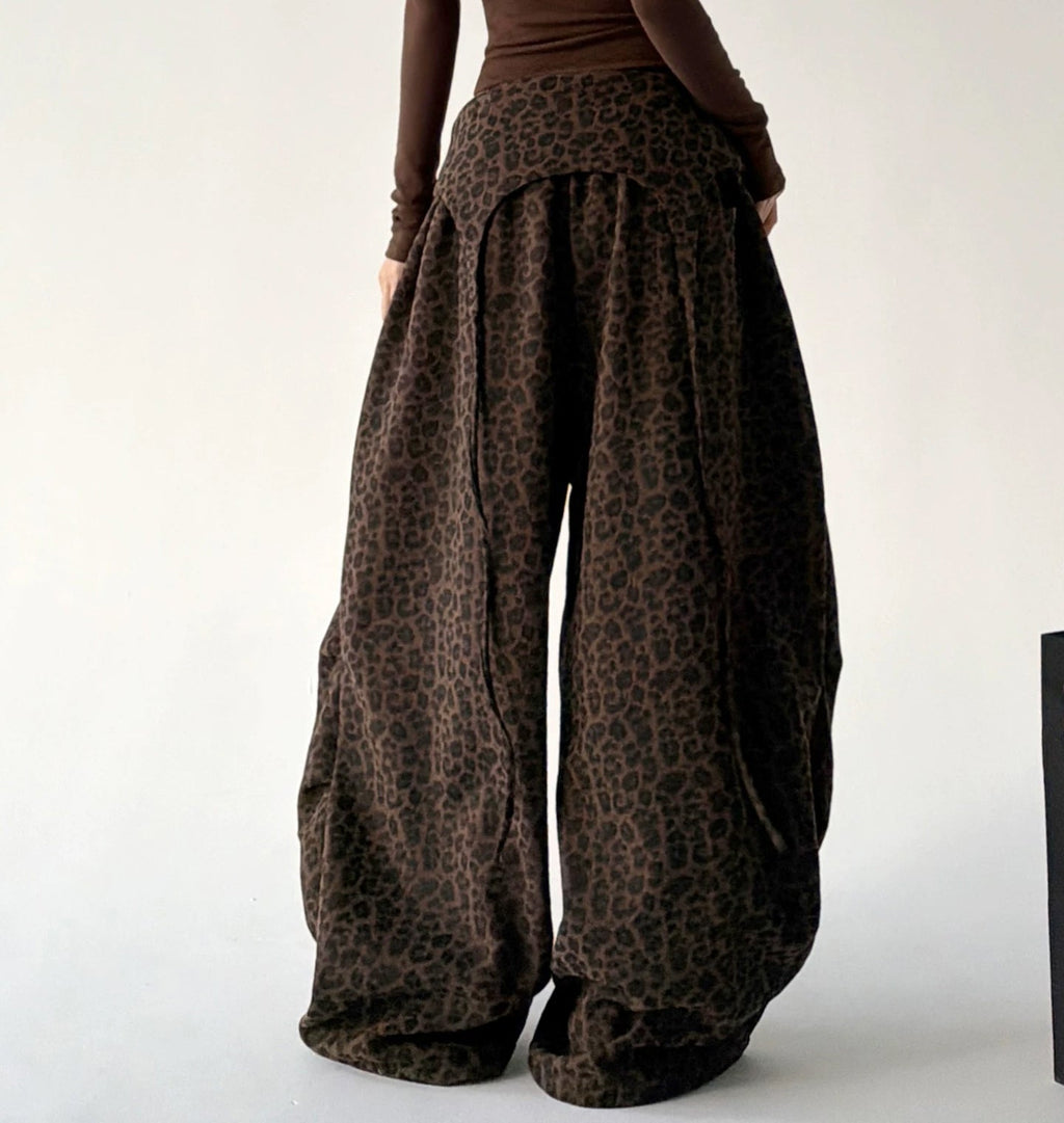 Leopard-Print Rounded Wide-Leg Pants - COPPING THREADS - CT ORIGINALS