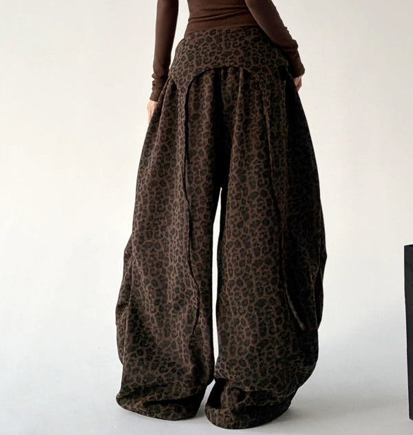 Leopard-Print Rounded Wide-Leg Pants - COPPING THREADS - CT ORIGINALS