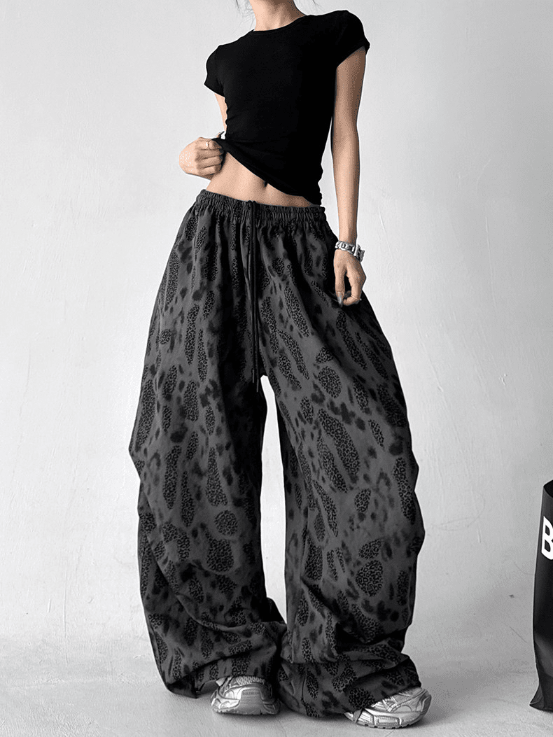 Leopard Print Wide Leg Drawstring Pants - COPPING THREADS - CT Select