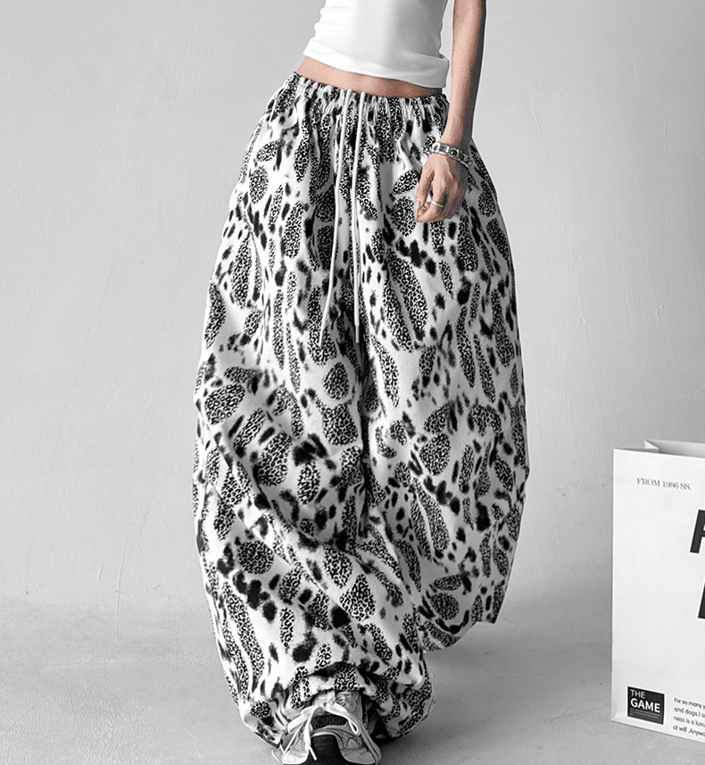 Leopard Print Wide Leg Drawstring Pants - COPPING THREADS - CT Select