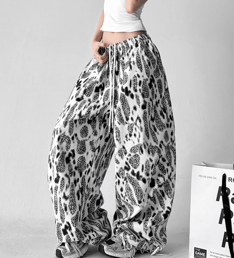Leopard Print Wide Leg Drawstring Pants - COPPING THREADS - CT Select