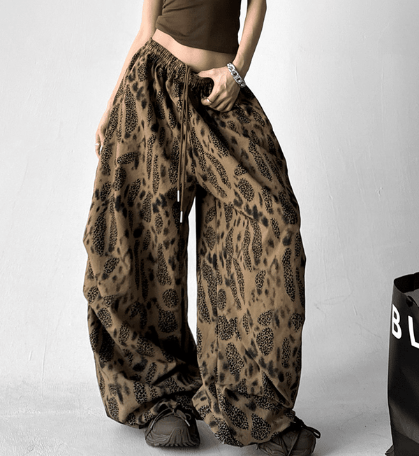 Leopard Print Wide Leg Drawstring Pants - COPPING THREADS - CT Select