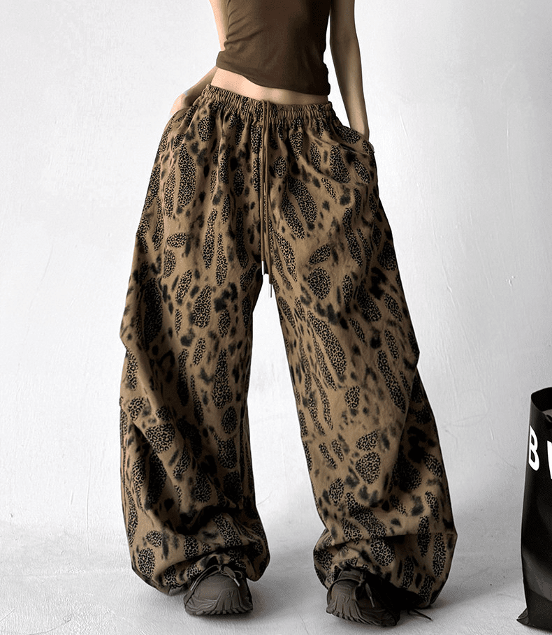 Leopard Print Wide Leg Drawstring Pants - COPPING THREADS - CT Select Main image