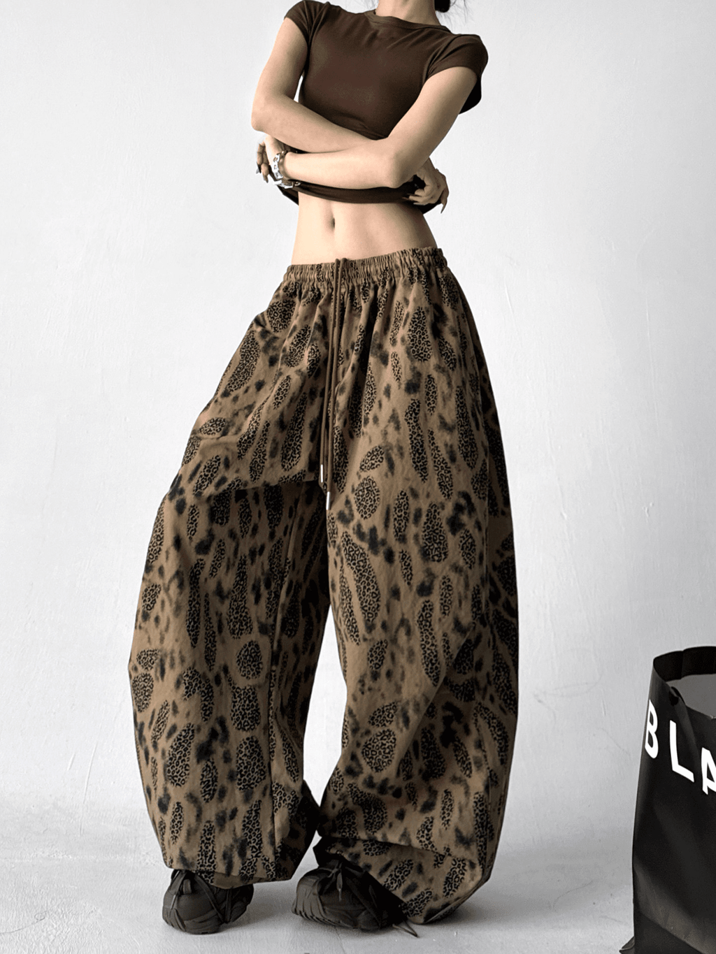 Leopard Print Wide Leg Drawstring Pants - COPPING THREADS - CT Select